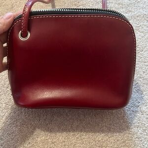 Vintage Latico Red Burgundy leather crossbody handbag purse